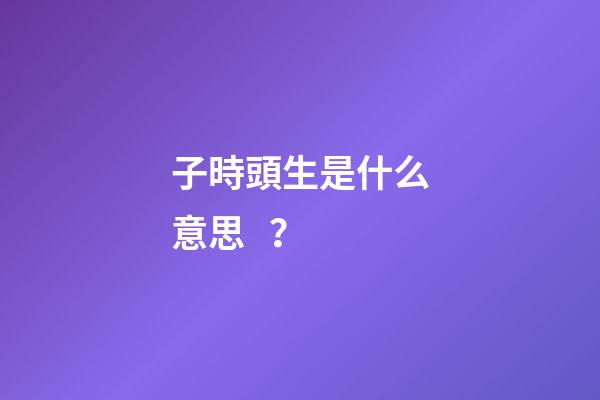 子時頭生是什么意思？